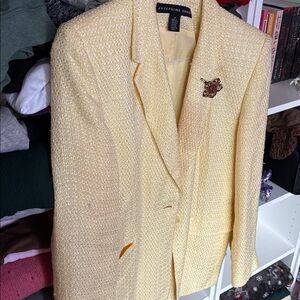 Josephine Chaus Light Yellow Textured Blazer tweed oversized